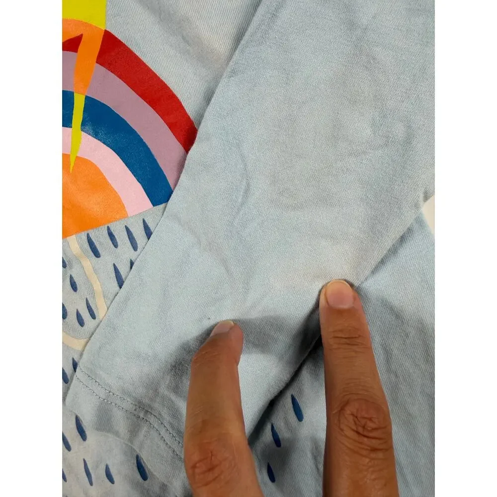 Tea Collection Rainbow Lightning Rain Graphic Long Sleeve Blue Tee Size 5
